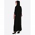 Double layered Dubai abaya- Black-Puce pink